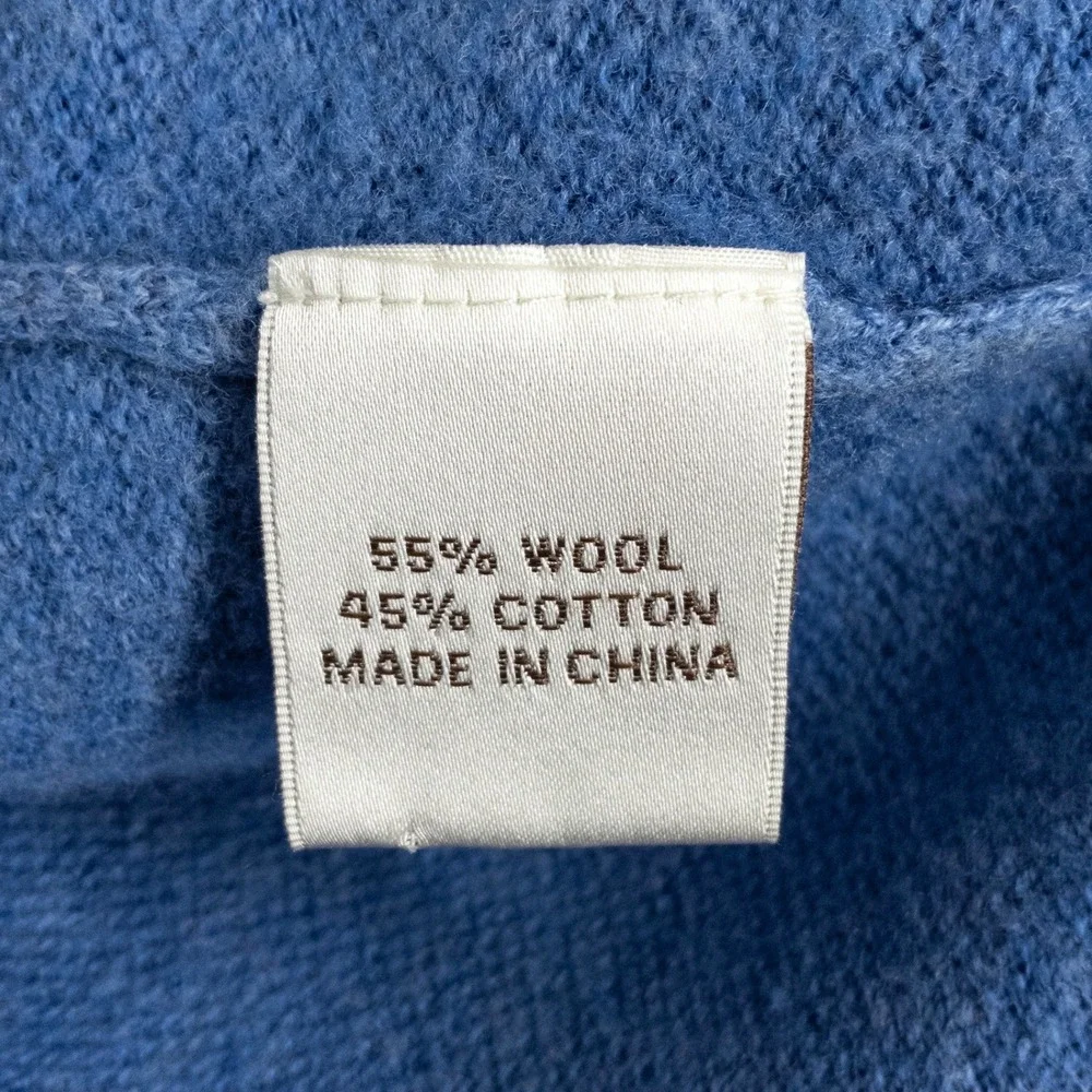 Peter Millar Men's XL Quarter Zip Wool Cotton Sweater Blue Pullover